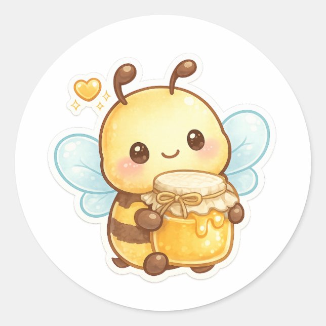 Sticker Rond Sweet as Honey | Cute Cartoon Bee (Devant)