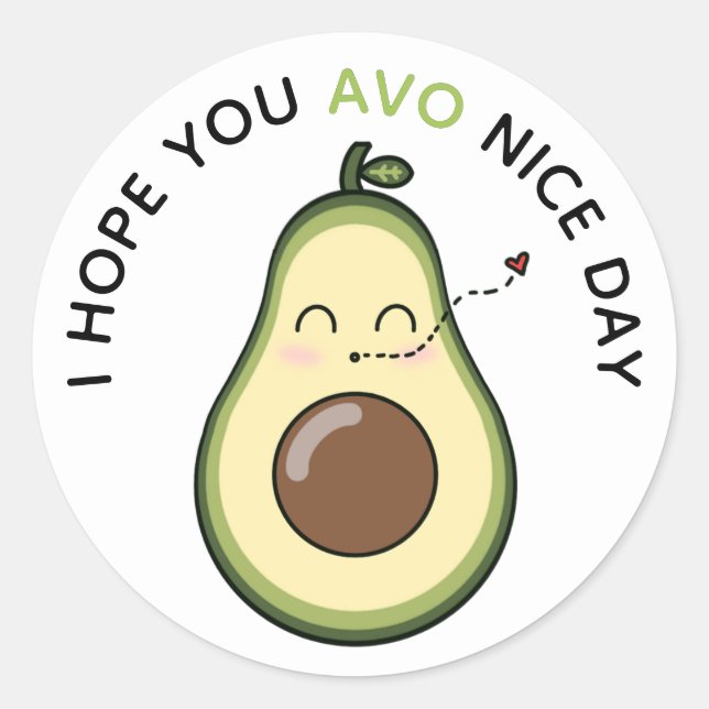 Sticker Rond Sweet Avocado Kiss (Devant)