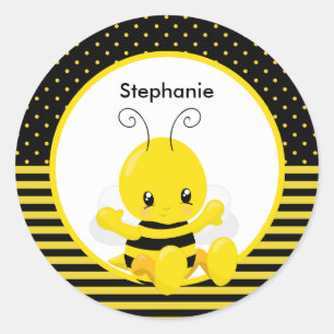 Sticker Rond Sweet Baby Bee Nom personnalisé