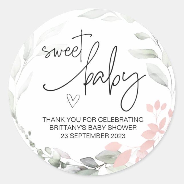 Sticker Rond Sweet Baby Boy Girl mignonne Baby shower Party Fav (Devant)