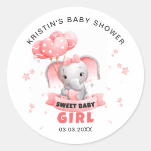 Sticker Rond Sweet Baby Elephant Baby shower