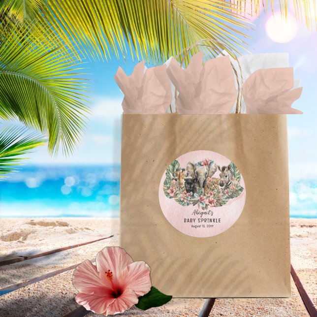 Sticker Rond Sweet Baby Girl Animals Tropical Safari Sprinkl (Créateur téléchargé)