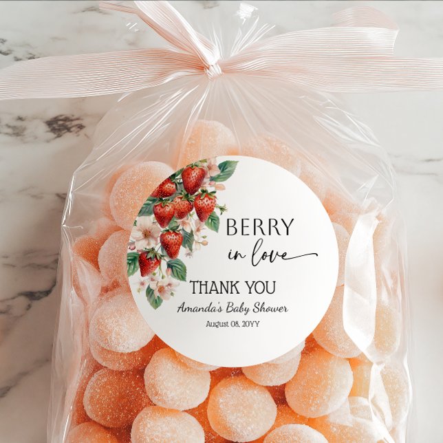 Sticker Rond Sweet Berry in Love Strawberry Bridal Shower (Créateur téléchargé)