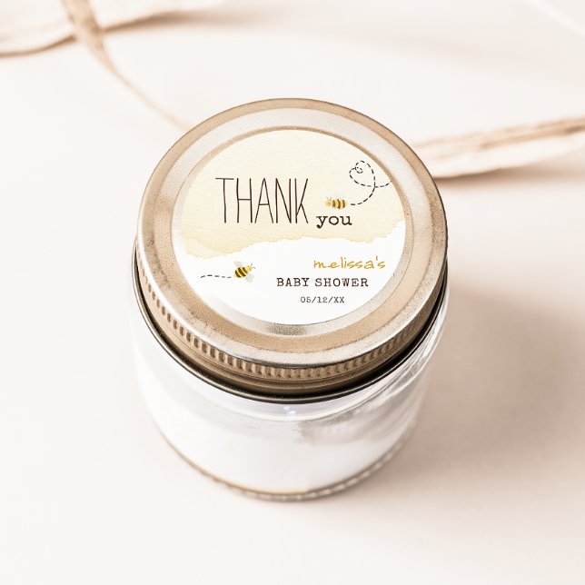 Sticker Rond Sweet Bumble Bee Baby shower Favor Merci (Créateur téléchargé)