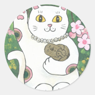 Sticker Rond Sweet Cherry Blossom Neko