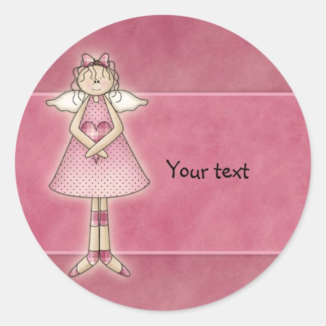 Sticker Rond Sweet Country Angel avec coeur (Devant)
