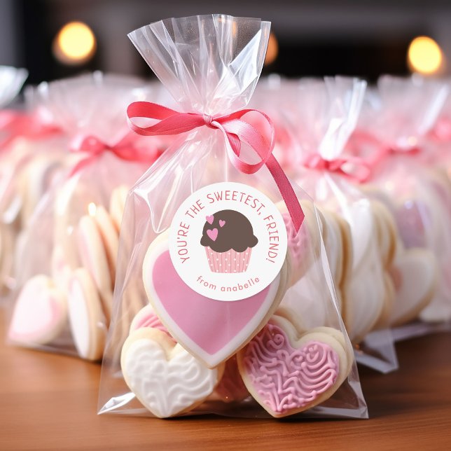 Sticker Rond Sweet Cupcake Kids Classe Saint Valentin (Créateur téléchargé)