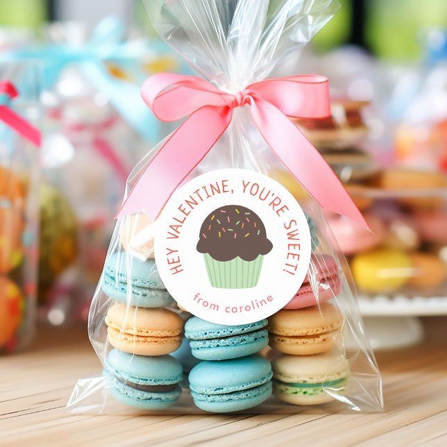 Sticker Rond Sweet Cupcake Kids Classe Saint Valentin (Créateur téléchargé)