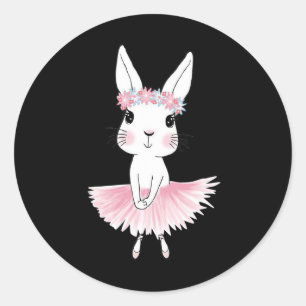 Sticker Rond Sweet Dancing Ballerina Bunny Ballet Rabbit Fille