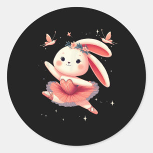 Sticker Rond Sweet Dancing Ballerina Bunny Ballet Rabbit Fille
