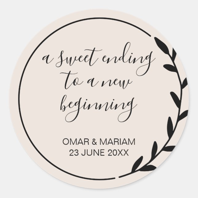 Sticker Rond Sweet Finding to New Begin Botanical (Devant)