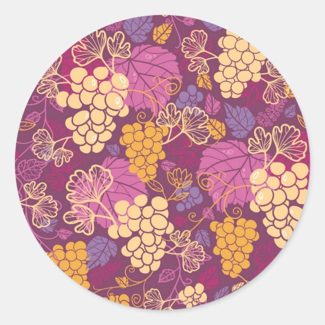 Sticker Rond Sweet grape vines pattern (Devant)