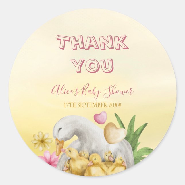 Sticker Rond Sweet Heart Greenery Jaune maman & Baby shower (Devant)