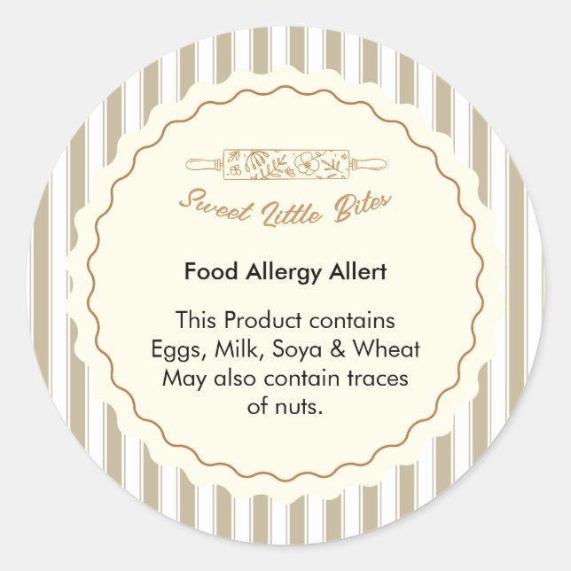 Sticker Rond Sweet Little Bites Bakery Food Allergy Allert (Devant)