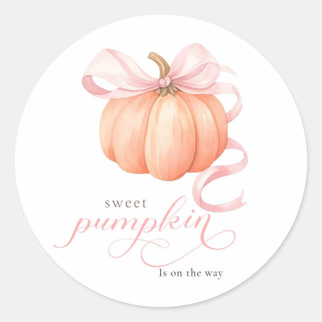 Sticker Rond Sweet Little citrouille rose arc est en chemin (Devant)