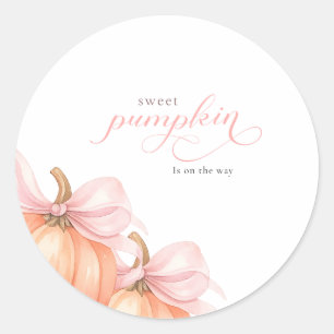 Sticker Rond Sweet Little citrouille rose arc est en chemin