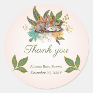 Sticker Rond Sweet Little Deer Forêt magique Bois Animaux