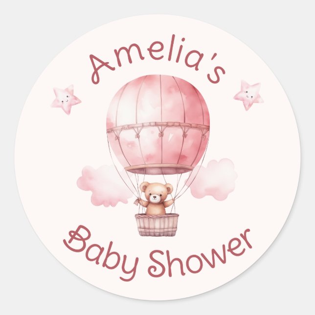 Sticker Rond Sweet Little Girl on the Way Baby shower (Devant)