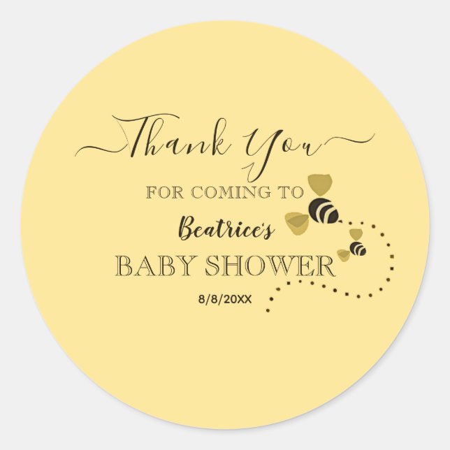Sticker Rond Sweet Little Honey Bee Baby shower Favoriser Merci (Devant)