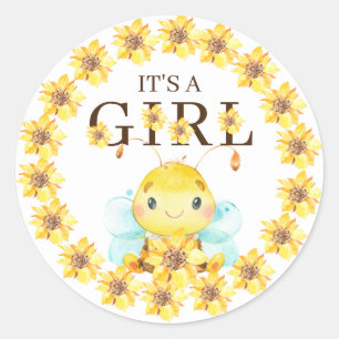 Sticker Rond Sweet Little Honey Bee It'a Girl Favor