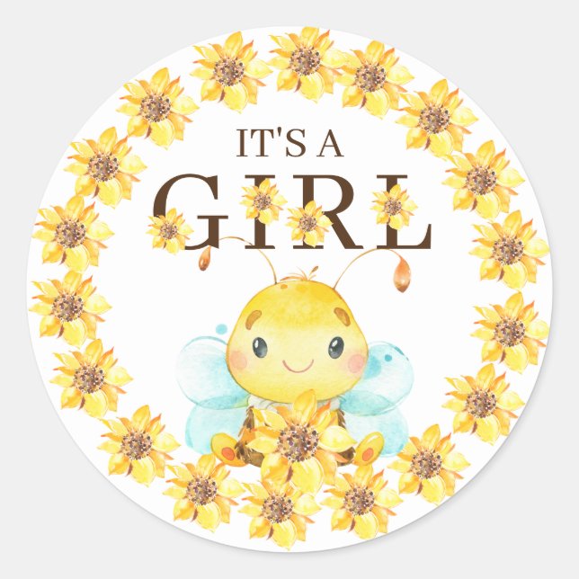 Sticker Rond Sweet Little Honey Bee It'a Girl Favor (Devant)