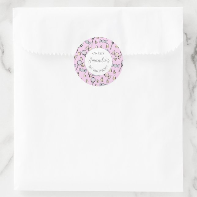 Sticker Rond Sweet Little One Candy thème Favoriser le sac (Sac)
