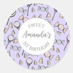 Sticker Rond Sweet Little One Candy thème Favoriser le sac