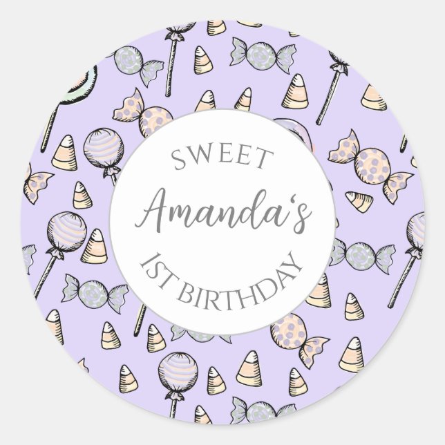 Sticker Rond Sweet Little One Candy thème Favoriser le sac (Devant)