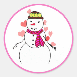 Sticker Rond Sweet Little Snow Girl