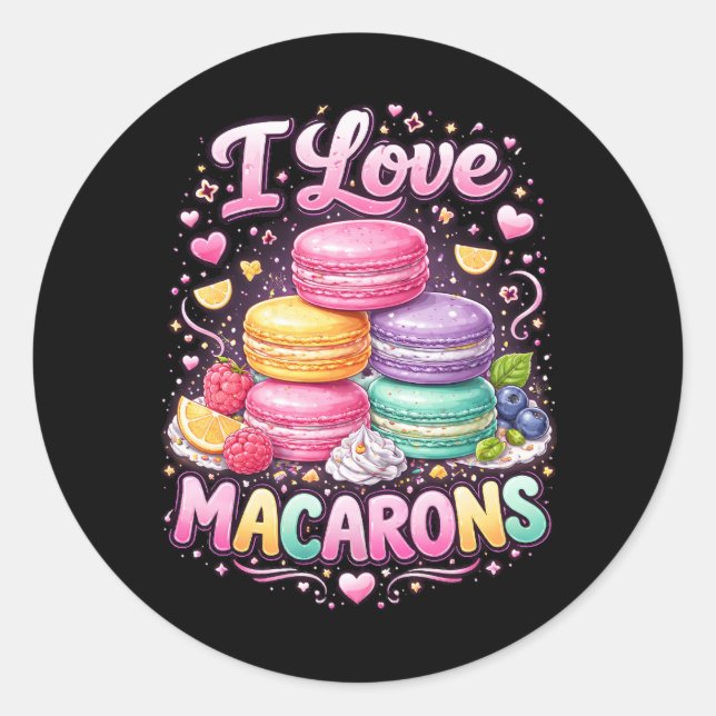 Sticker Rond Sweet Love Macarons (Devant)
