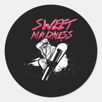 Sticker Rond Sweet Madness Sports d'hiver Snowboard Snowboard