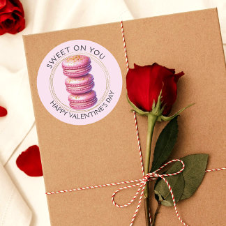 Sticker Rond Sweet on You Heureuse Sainte-Valentin Macaron