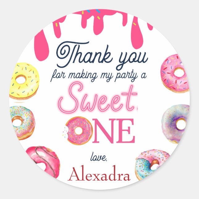 Sticker Rond Sweet One 1er anniversaire (Devant)