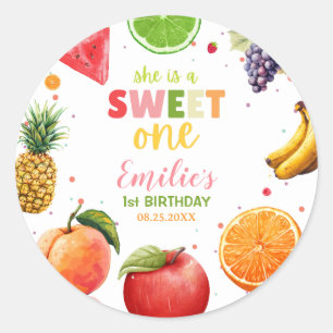 Sticker Rond Sweet One Fruit 1er Anniversaire, Fête d'Été