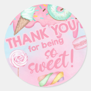 Sticker Rond Sweet One girl anniversaire merci cercle autocolla