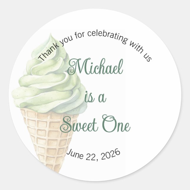 Sticker Rond Sweet One Labels, Sweetheart One, Ice Cream (Devant)