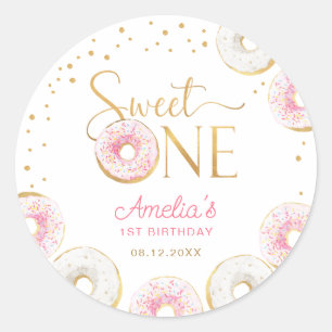 Sticker Rond Sweet One Rose Gold Donuts Anniversaire