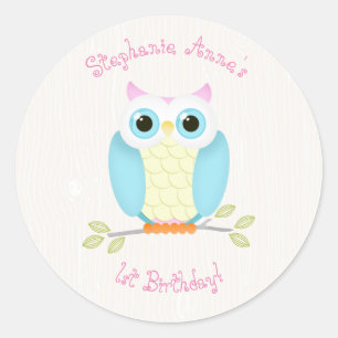 Sticker Rond Sweet Owl Anniversaire
