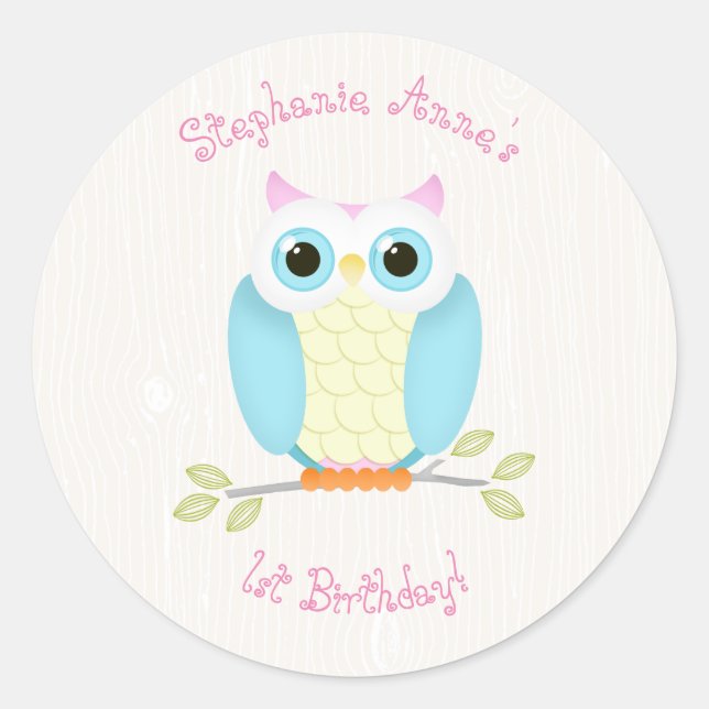 Sticker Rond Sweet Owl Anniversaire (Devant)