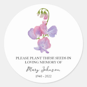 Sticker Rond Sweet Pea Memorial - Forfait de semences funéraire