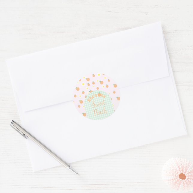 Sticker Rond Sweet Peach 1er anniversaire (Enveloppe)