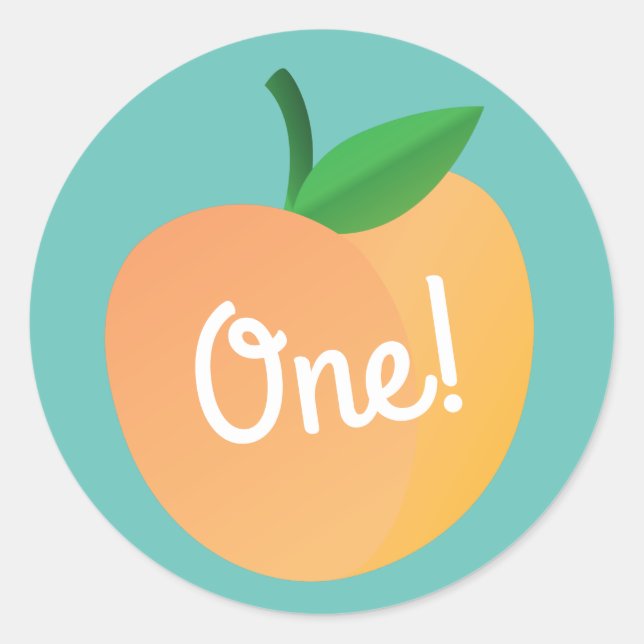 Sticker Rond Sweet Peach Cute Fruit 1er Anniversaire Thème (Devant)