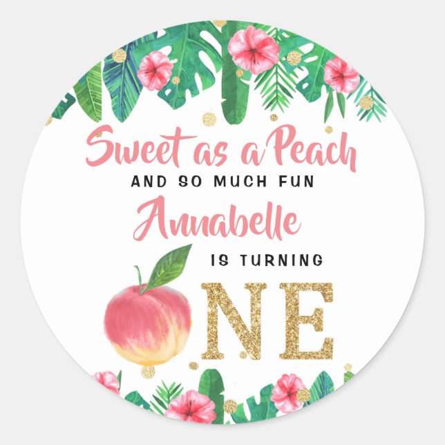 Sticker Rond Sweet Peach Girls 1er anniversaire (Devant)