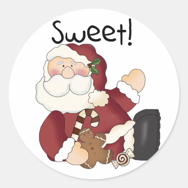 Sticker Rond Sweet Père Noël Tshirts et cadeaux de vacances (Devant)