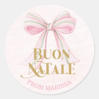 Sticker Rond Sweet Pink & Green Italian Coquette Bow
