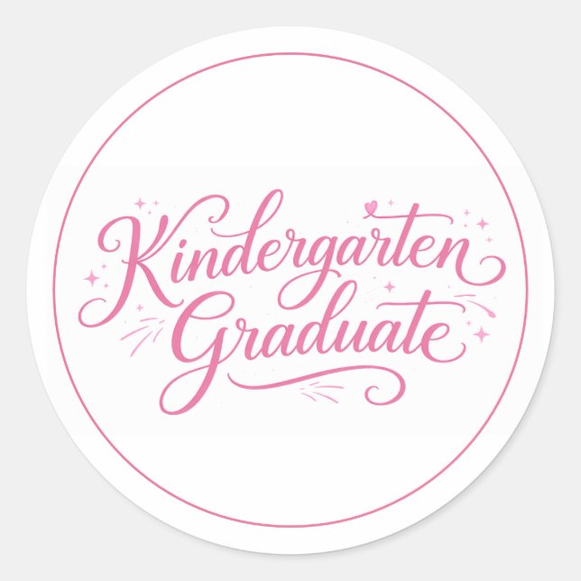 Sticker Rond Sweet Pink Script Kindergarten Graduate (Devant)