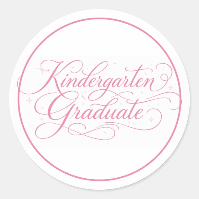 Sticker Rond Sweet Pink Script Kindergarten Graduate (Devant)