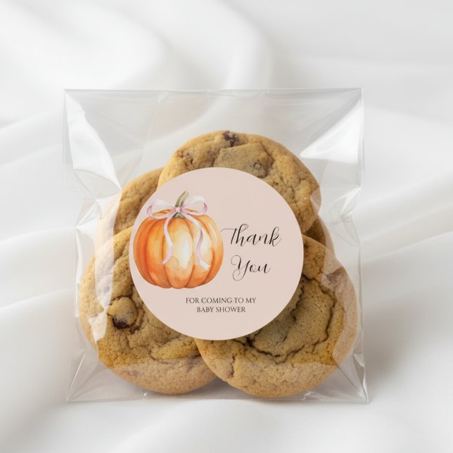 Sticker Rond Sweet Pumpkin Baby Shower Thank You (Créateur téléchargé)