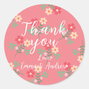 Sticker Rond Sweet Rose Daisy Bouquet Motif rétro