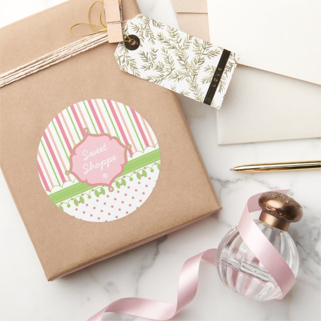 Sticker Rond Sweet Shop Pastel Stripes (Cadeaux)
